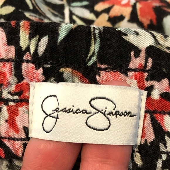 JESSICA SIMPSON Pants Women's Size XXL Black Pink Ankle Length Floral - Picture 6 of 13